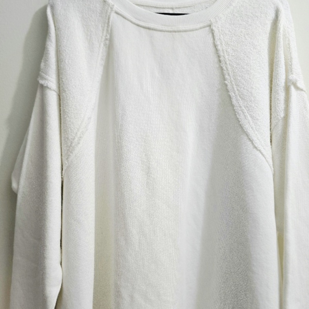 White Free People Poets Pullover Sweatshirt w/ ruffle hem size SP - Picture 4 of 15